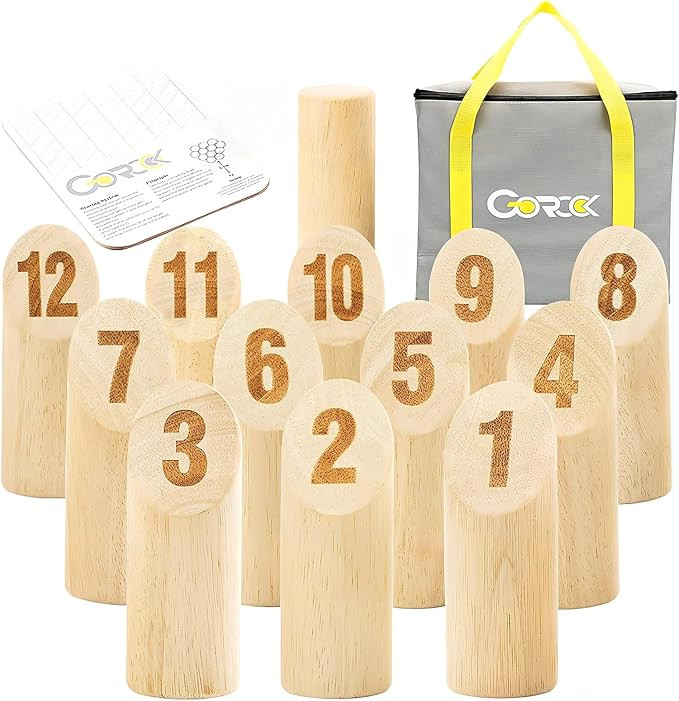 Gorock Numbered Block Toss Games, Wooden Bowling Throwing Game Set with Scoreboard & Carrying Bag... | Amazon (US)