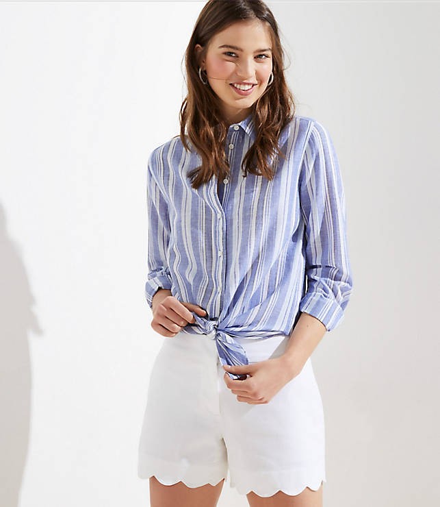 Scalloped Shorts with 4 Inch Inseam | LOFT | LOFT