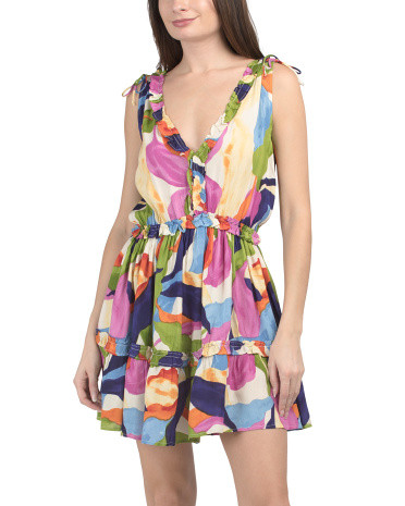 Printed Rayon Challis Ruffled Cover-up Dress | Cover-ups | Marshalls | Marshalls