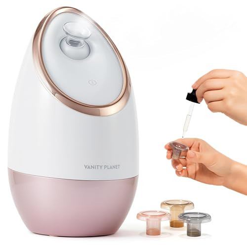 Vanity Planet Aira Ionic Facial Steamer - Face Steamer for Facial Deep Cleaning, Moisturizing - Steamer for Face with Adjustable Nozzle, Water Tank and 3 Essential Oil Baskets (Rose Gold) | Amazon (US)