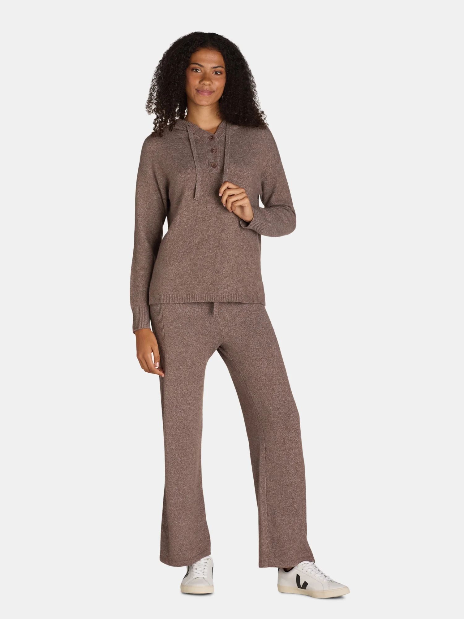 Time and Tru Women's Sweater Hoodie and Pants Set, 2-Piece, Sizes XS-XXXL | Walmart (US)