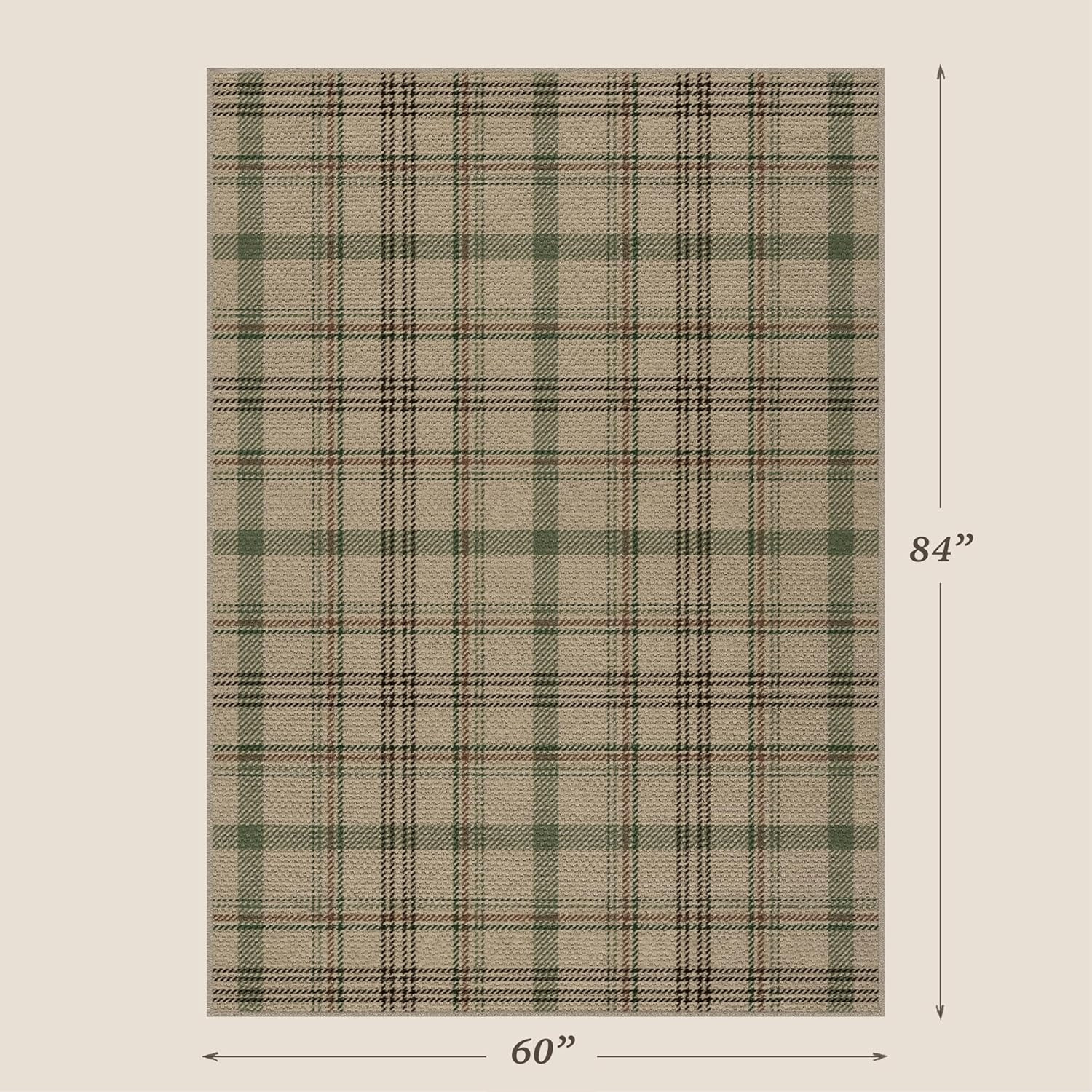 JTJ 5x7 Plaid Area Rug for Living Room - Easy Jute Outdoor Indoor Rug for Bedroom, Non Slip Farmh... | Amazon (US)