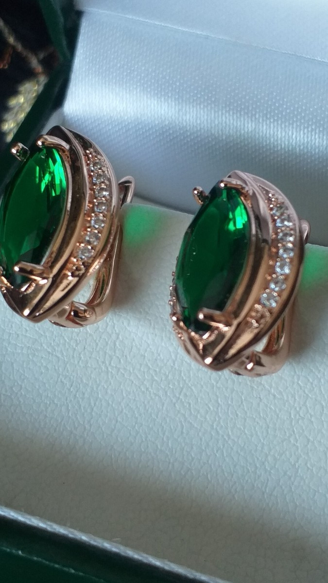 Vintage 1990-s 14 Ct Rolled Gold Emerald Earrings-Hallmarked 585 RG | eBay US