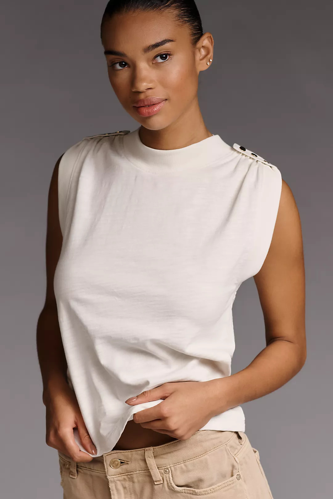 Nation Los Angeles Mikka Buttoned-Shoulder Tank | Anthropologie (US)