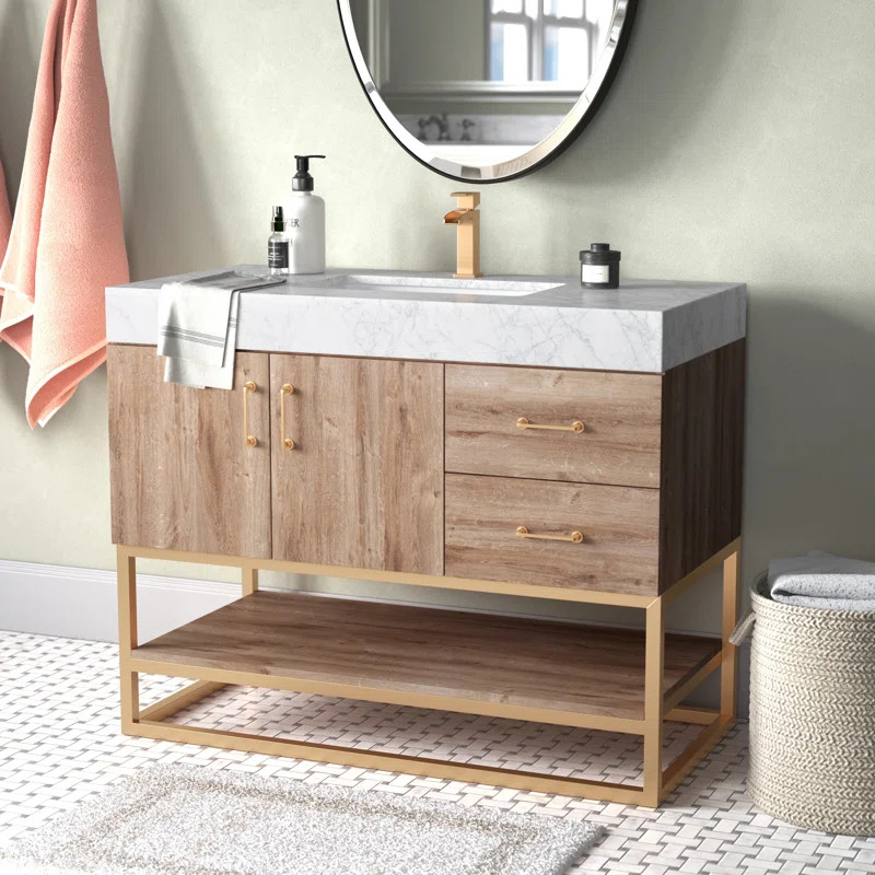 Alistair 42'' Single Bathroom Vanity with Engineered Stone Top | Wayfair North America