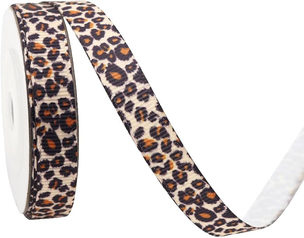 20 Yards 1 cm Animal Print Grosgrain Ribbon Leopard Craft Ribbon Fabric Gift Wrapping Ribbon for ... | Amazon (US)
