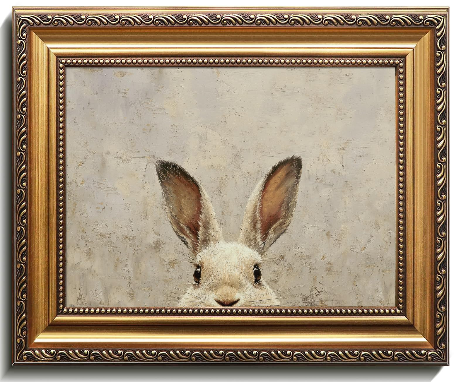 Uniro Vintage Gold Framed Wall Art, Easter Bunny Wall Art Decor, Neutral Rabbit Canvas Oil Painti... | Amazon (US)