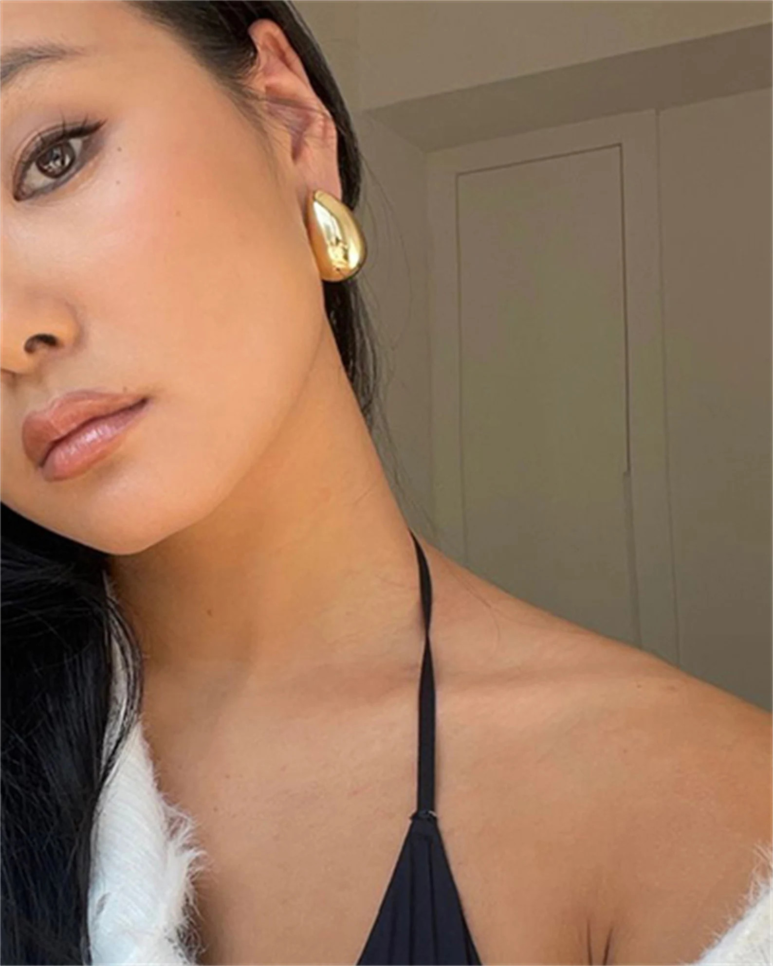 Kylie Earrings, 18k Gold Chunky Teardrop Earring,Gold Dome Hoop Earrings, Bottega Veneta Dupe Ear... | Etsy (US)