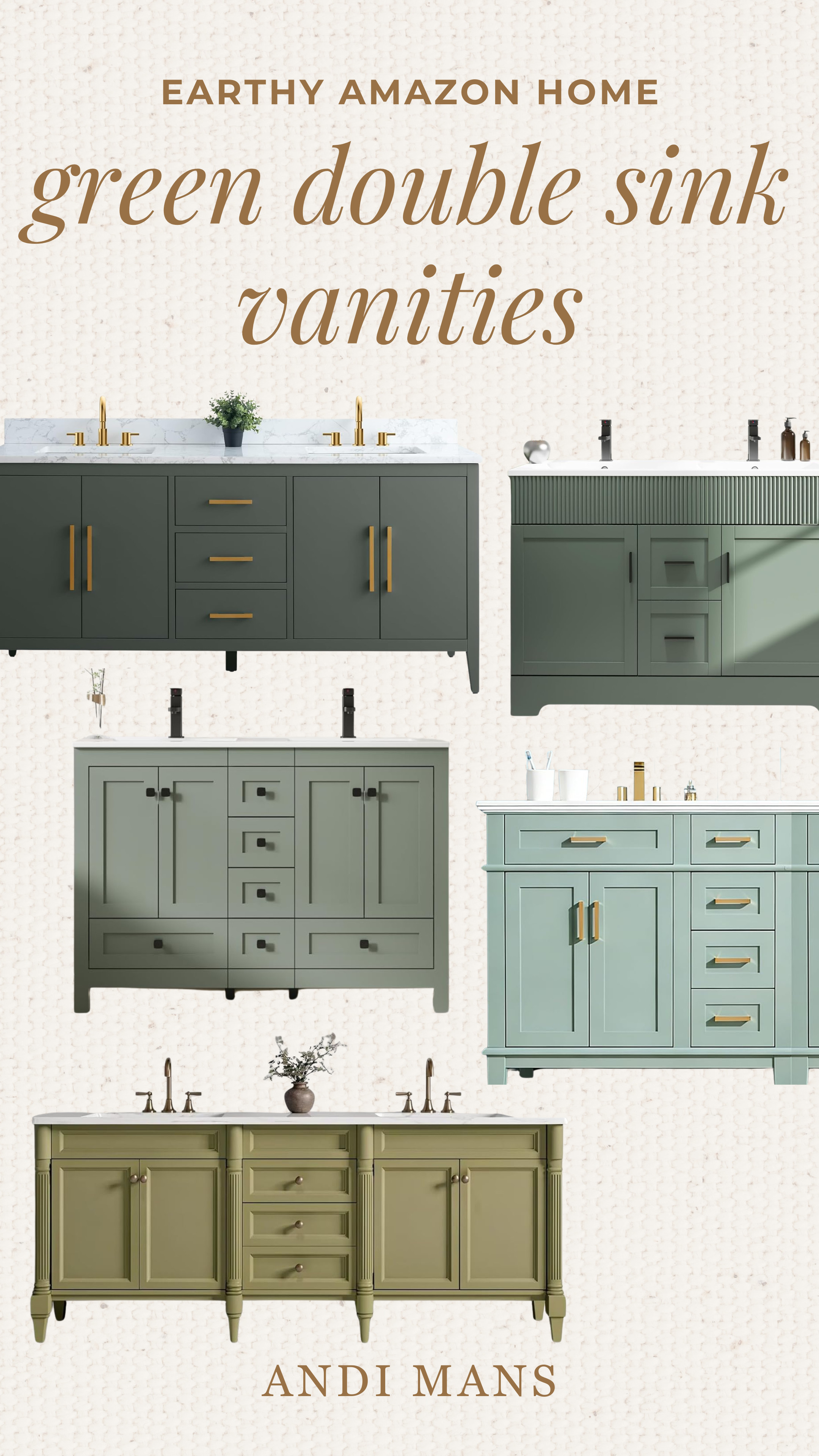Looking for a new bathroom vanity? Check out these stylish green double sink vanities! 

 #LTKOver40 #LTKHome #LTKSaleAlert