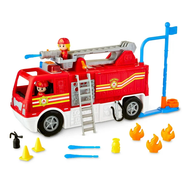 Kid Connection Fire Truck Play Set with Lights and Sounds, 16 Pieces, Toddler Toys Ages 3+ - Walm... | Walmart (US)