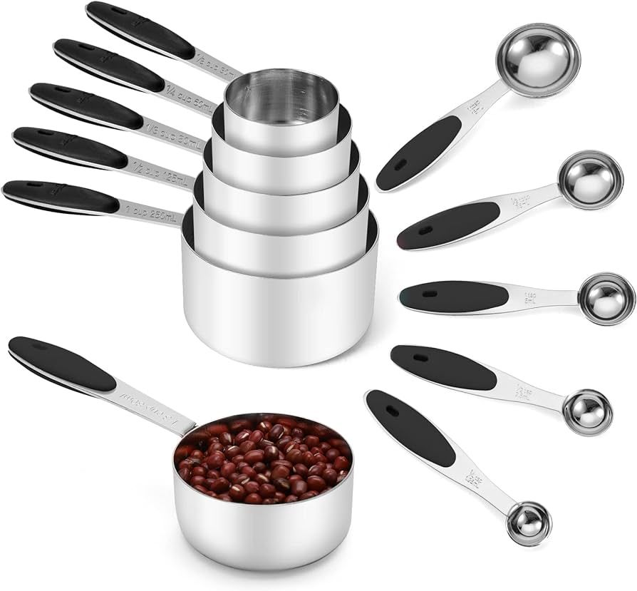 Joyhill Stainless Steel Measuring Cups and Spoons Set of 10 Piece, Nesting Metal Measuring Cups S... | Amazon (US)