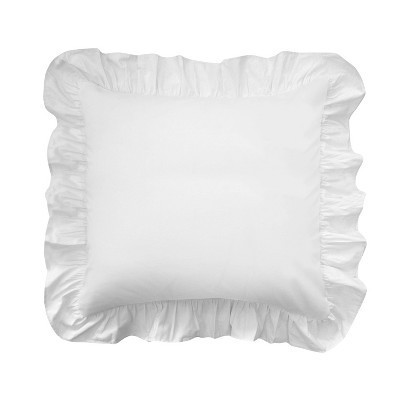 Fresh Ideas Euro Ruffled Pillow Sham White: 100% Polyester, Machine Washable, 26x26 Inch, No Fill | Target