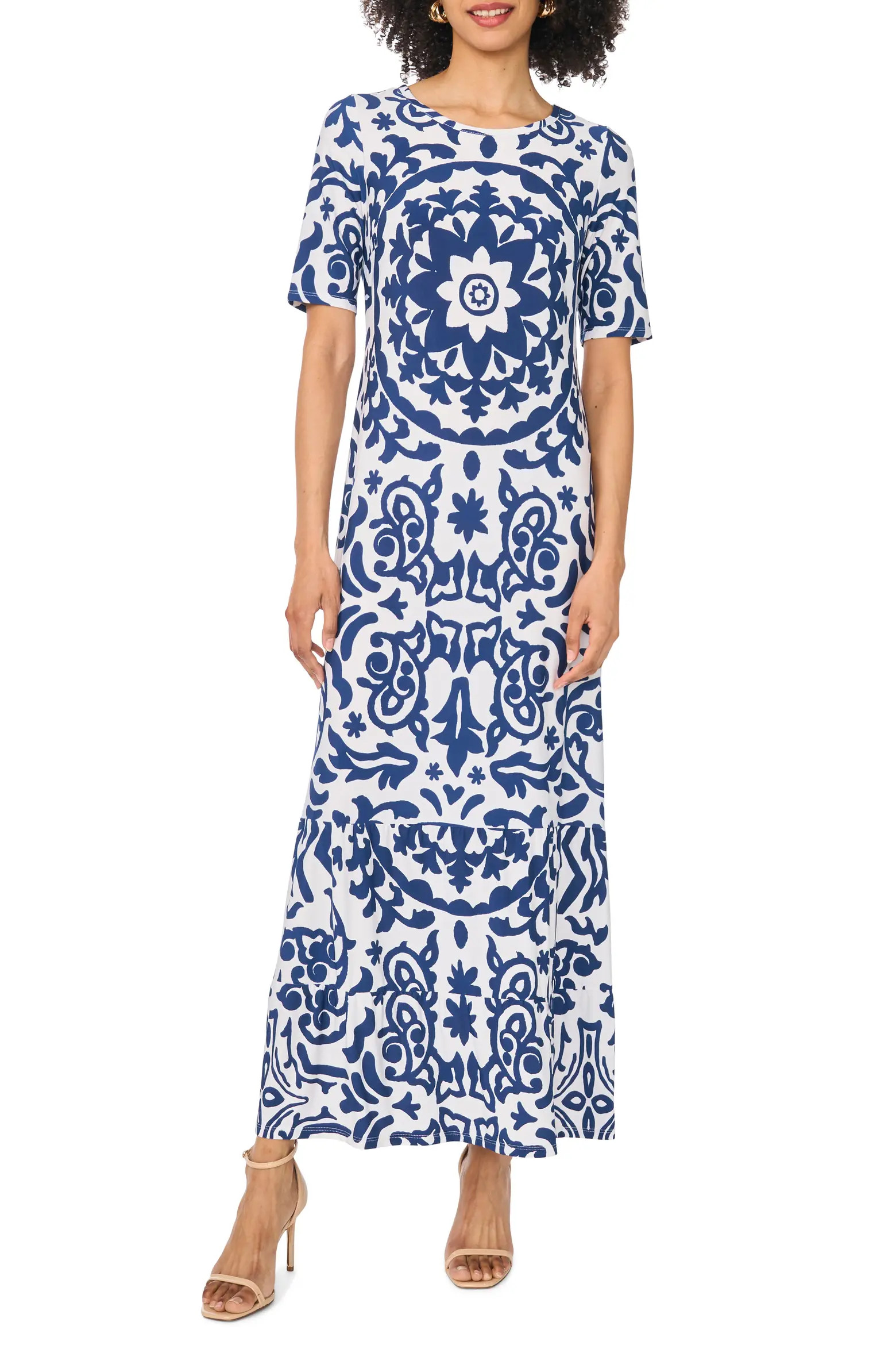 Vince Camuto Print Crewneck Maxi Dress (Women) | Nordstrom | Nordstrom