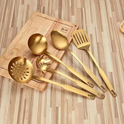 Berglander Stainless Steel Kitchen Utensil 5 Piece with Titanium Golden Plated, Slotted Tuner, La... | Amazon (US)
