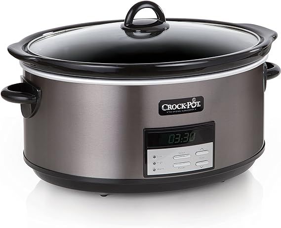 Crock-Pot Large 8 Quart Programmable Slow Cooker with Auto Warm Setting and Cookbook, Black Stain... | Amazon (US)