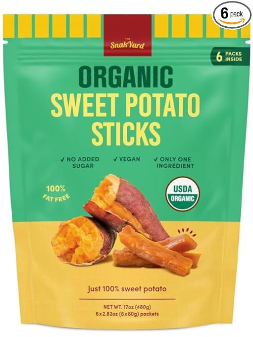SnackYard Organic Sweet Potato Sticks, USDA Organic, Vegan, No Added Sugar, 17 oz, 6 Packets | Amazon (US)
