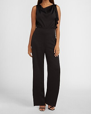 Draped Cowl Neck Wide Leg Jumpsuit | Express