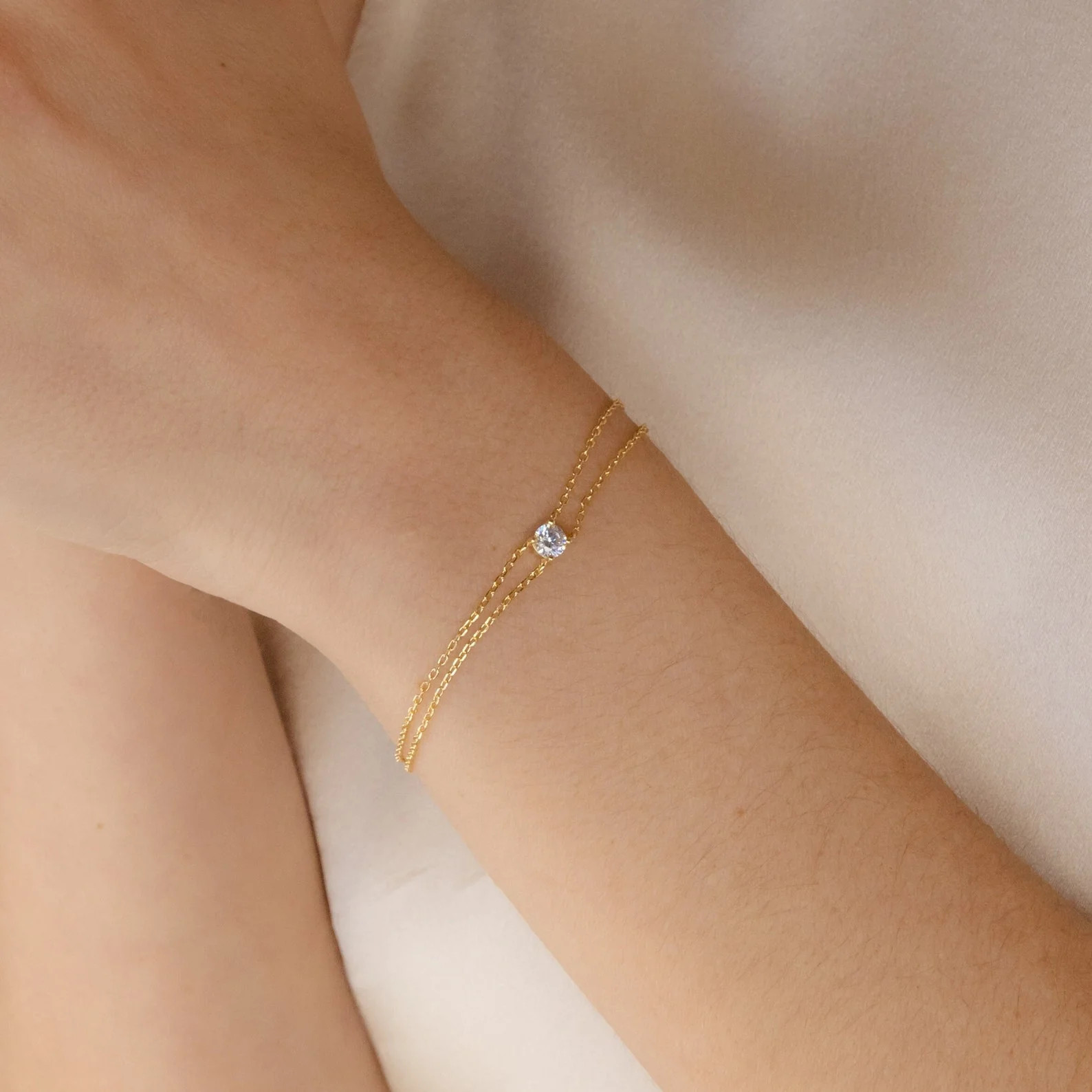 Duo Chain Diamond Bracelet | Caitlyn Minimalist | Caitlyn Minimalist