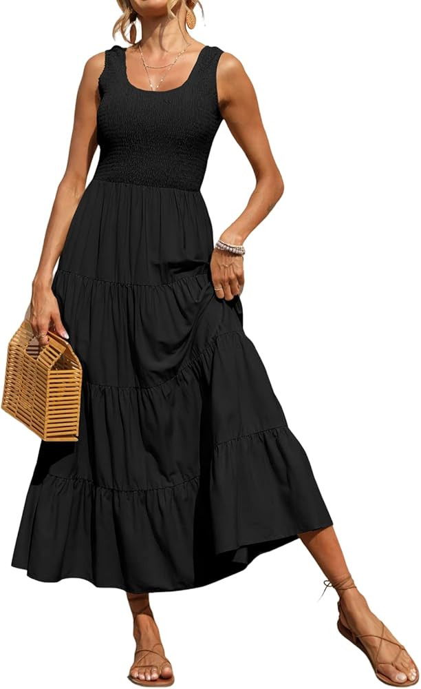 PRETTYGARDEN Women's 2024 Casual Black Dress Maxi Black Dress Maxi Black Maxi Dress Outfit Amazon | Amazon (US)