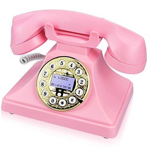 Pink Retro Landline Phone for Home, IRISVO Vintage Phone Old Fashioned Classic Desk Telephone with L | Amazon (US)