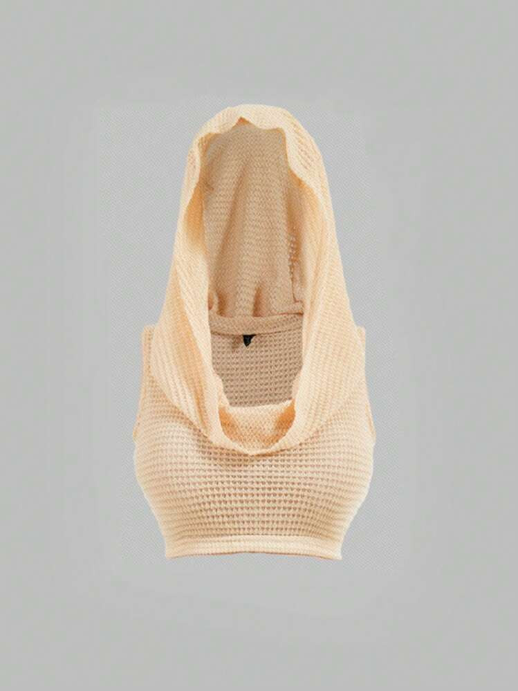 Sweetra Plus Size Women Summer Solid Color Waffle Grid Hooded Casual Tank Top | SHEIN