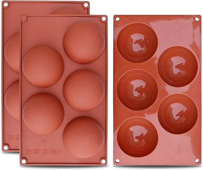 homEdge Extra Large 5-Cavity Chocolate Bomb Mold, 3 Packs Semi Sphere Baking Mold for Making Choc... | Amazon (US)
