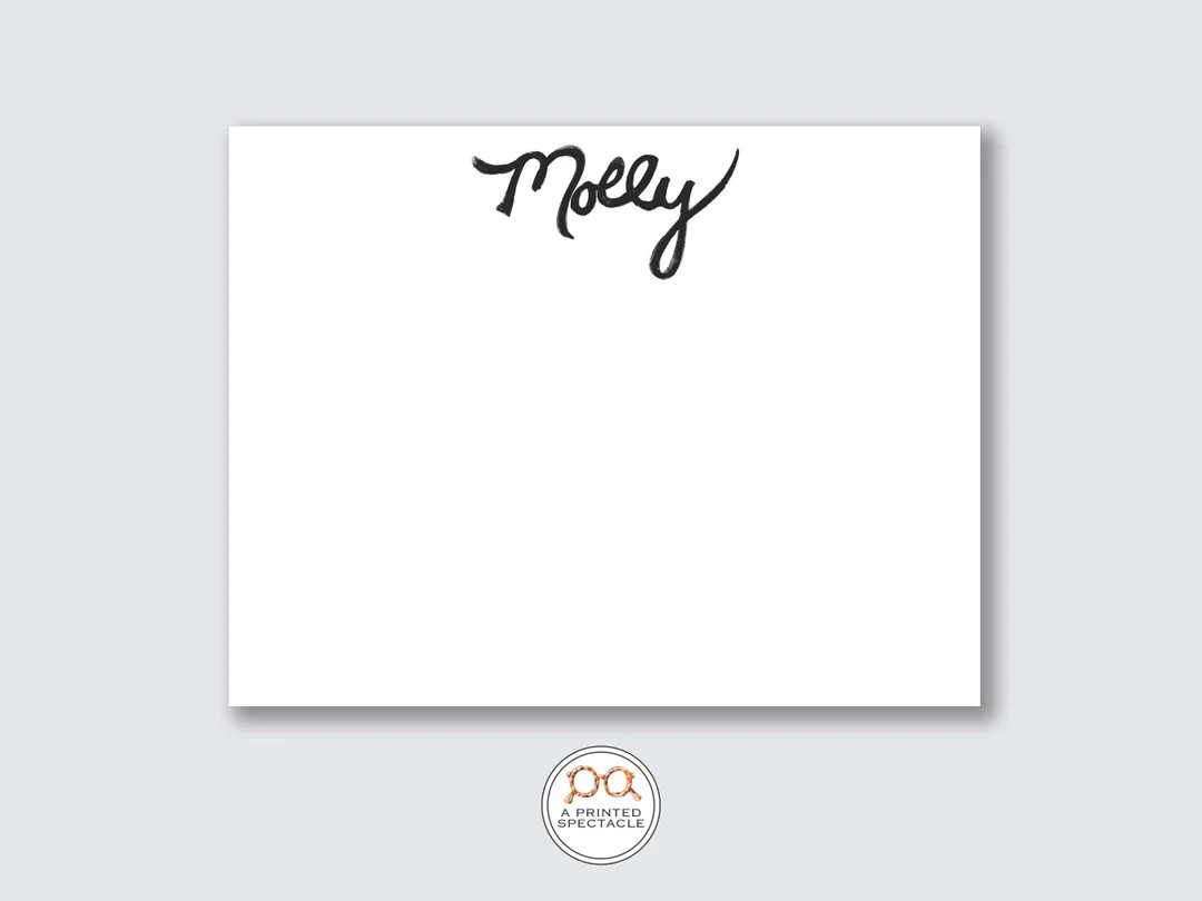 Black Watercolor Script Personalized Notecard Set Baby Shower, Bridal, Feminine, Kids Notes, Bach... | Etsy (US)