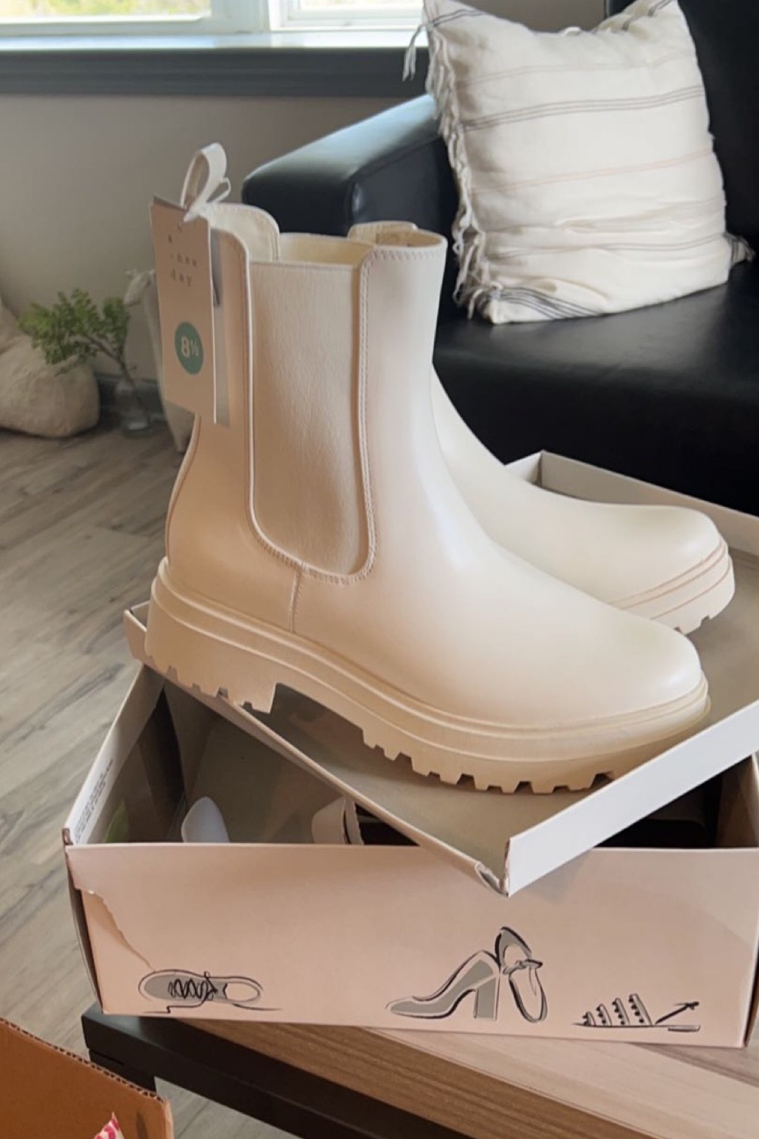 White chunky ankle boots