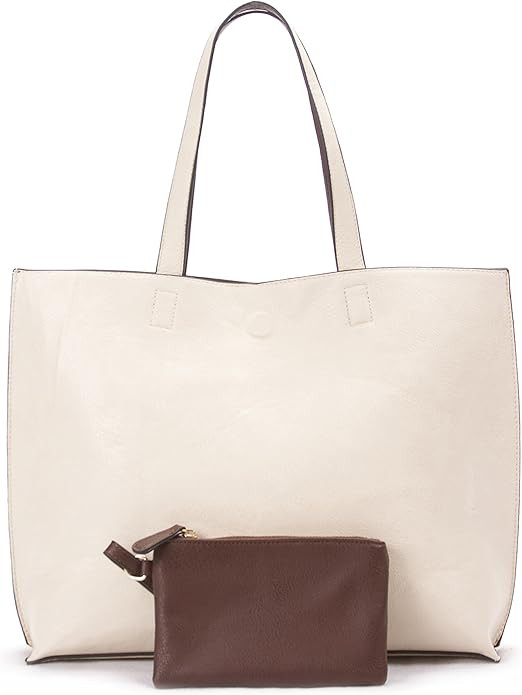 Overbrooke Reversible Tote Bag - Vegan Leather Womens Shoulder Tote with Wristlet | Amazon (US)