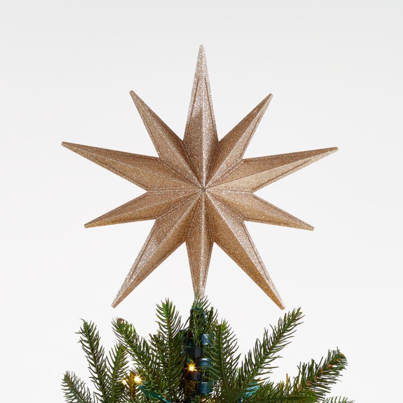 Gold Star Lit Christmas Tree Topper | Crate and Barrel | Crate & Barrel