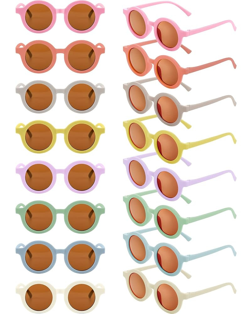 Frienda 16 Pairs Kids Sunglasses Cute Round Sunglasses Toddler Glasses for Kids Boys Girls Beach ... | Amazon (US)