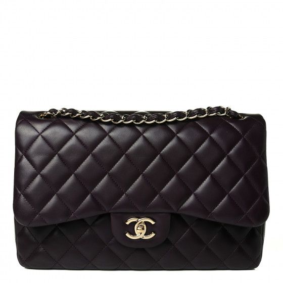 CHANEL Lambskin Quilted Jumbo Double Flap Purple | Fashionphile