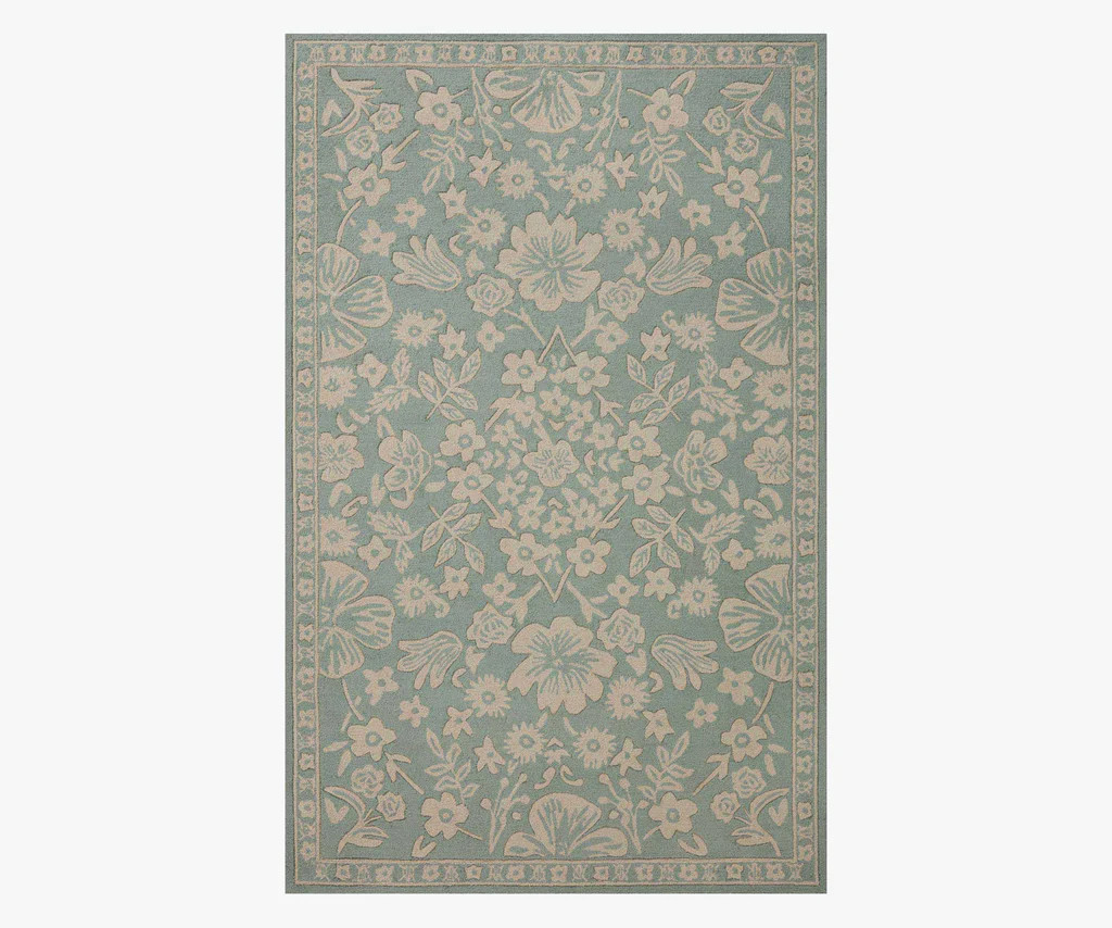 Arboretum Rose Garden Wool-Hooked Rug - Jade | Rifle Paper Co.