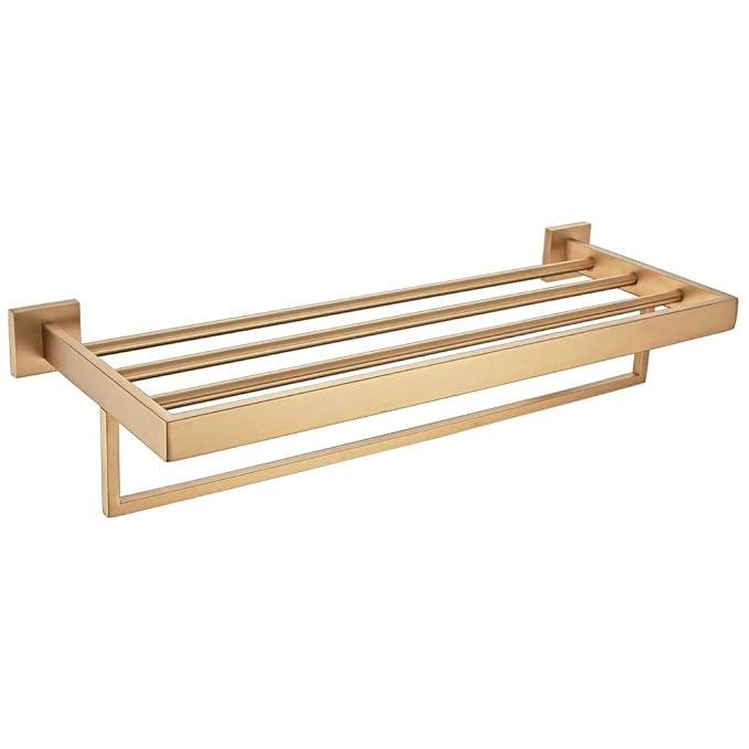 WINCASE Bathroom Bath Towel Shelf, Towel Holder, Brushed Gold Finished 23.6 Inch Solid Stainless ... | Amazon (US)