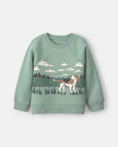 Toddler Boy Dog Fleece Pullover Sweatshirt - Green | Carter's | Carter's Inc