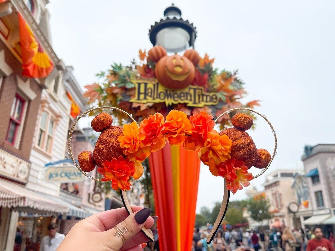 Mickey Pumpkin Inspired Ears Halloween Flower Wire Ears - Etsy | Etsy (US)