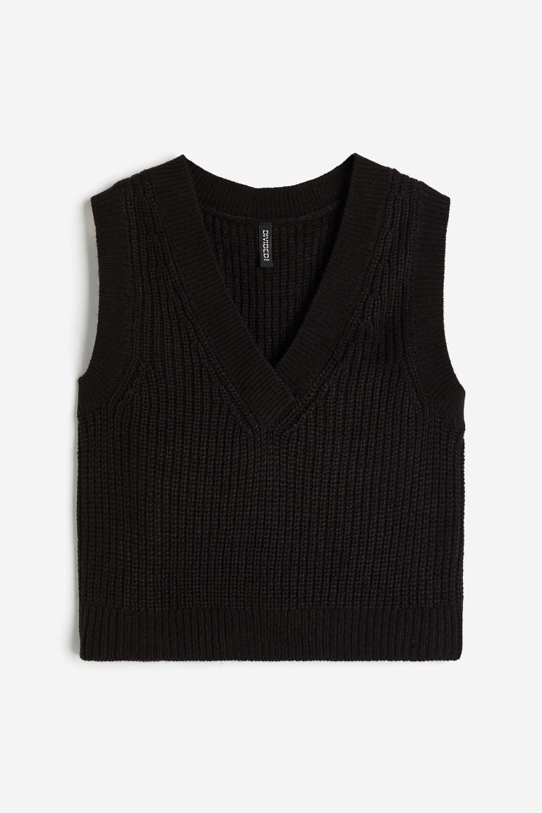 H & M - Rib-knit Sweater Vest - Black | H&M (US + CA)