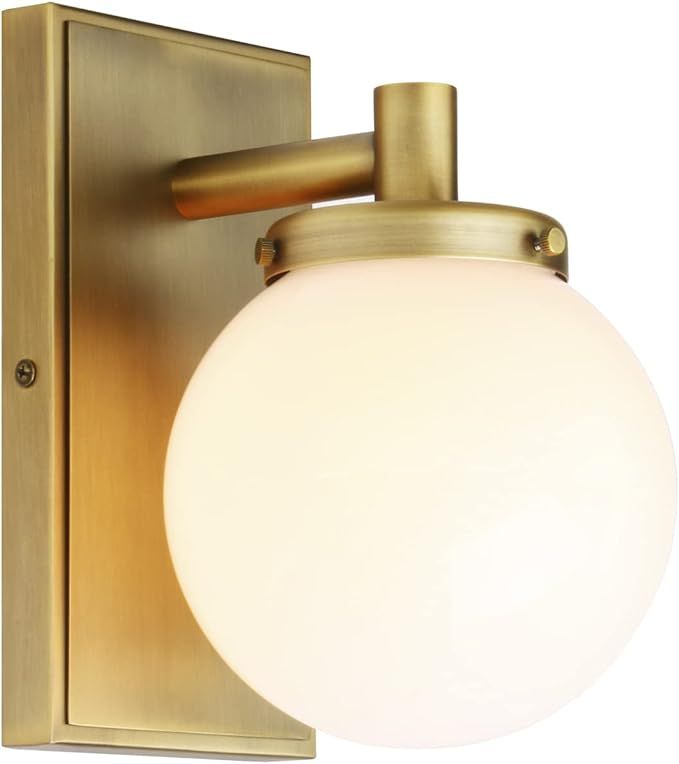 Pathson Vintage Wall Sconce with White Globe Glass, Industrial Bathroom Vanity Light, Indoor Wall... | Amazon (US)