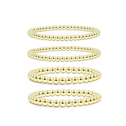 A Golden Cloud Gold Beaded Bracelets For Women enewton Bead Ball Stackable Sets Stretch Elastic Bracelet 14K Plated Bracelet Dainty Jewelry | Amazon (US)