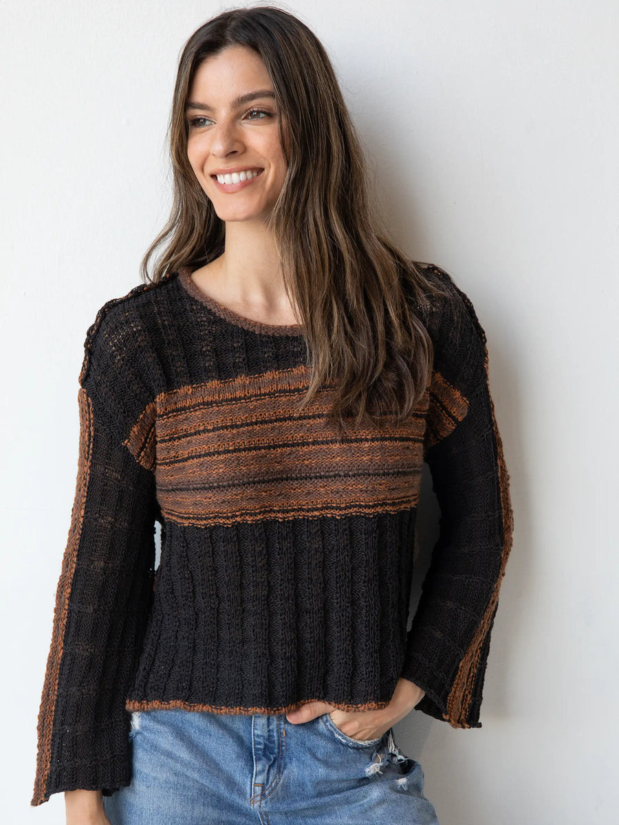 Monterey Tape Yarn Sweater - Black | Natural Life