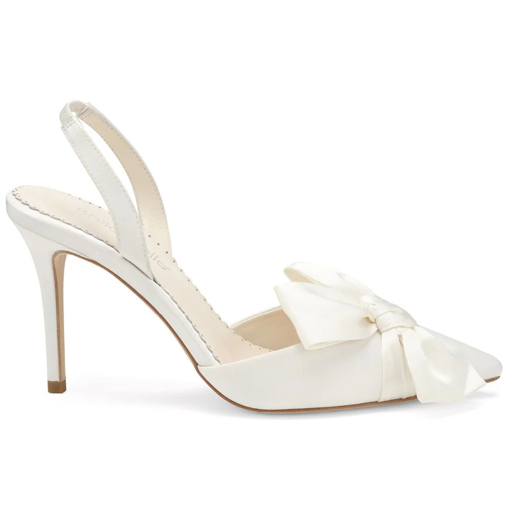 Pointed Toe Wedding Slingback Heels with Bow | Bella Belle Shoes