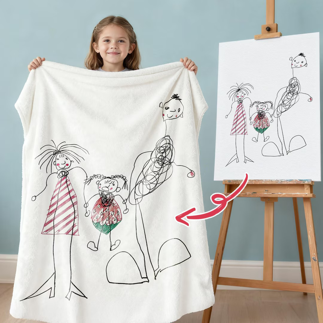 Custom Child's Drawing Blanket: Personalized Photo Keepsake Gift - Etsy | Etsy (US)