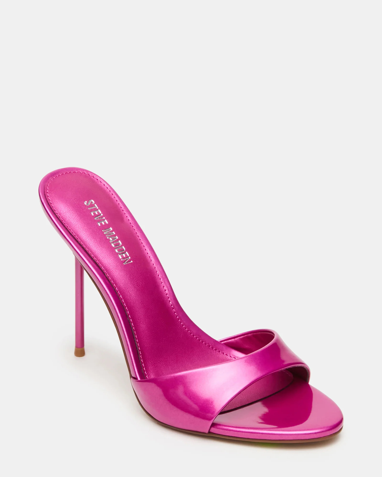 DAVINA Pink Metallic Rounded Open-Toe Mule Stiletto Women's Heel | Steve Madden (US)