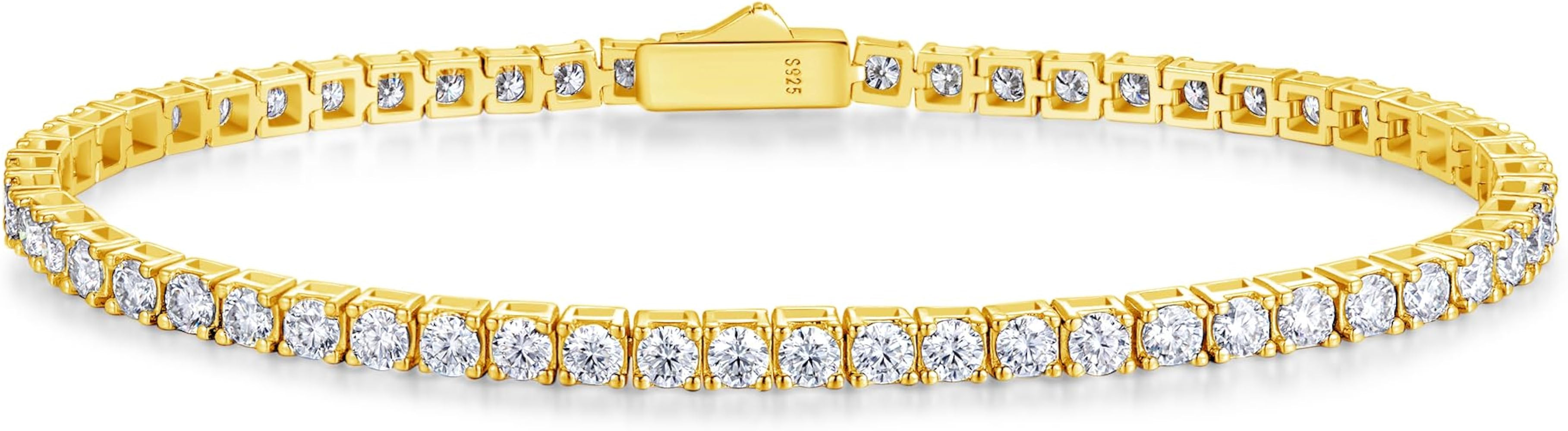 FANCIME Moissanite Tennis Bracelet 4.7-19 Carats Lab-Grown Diamond Bracelets 18K Gold Plated 925 ... | Amazon (US)
