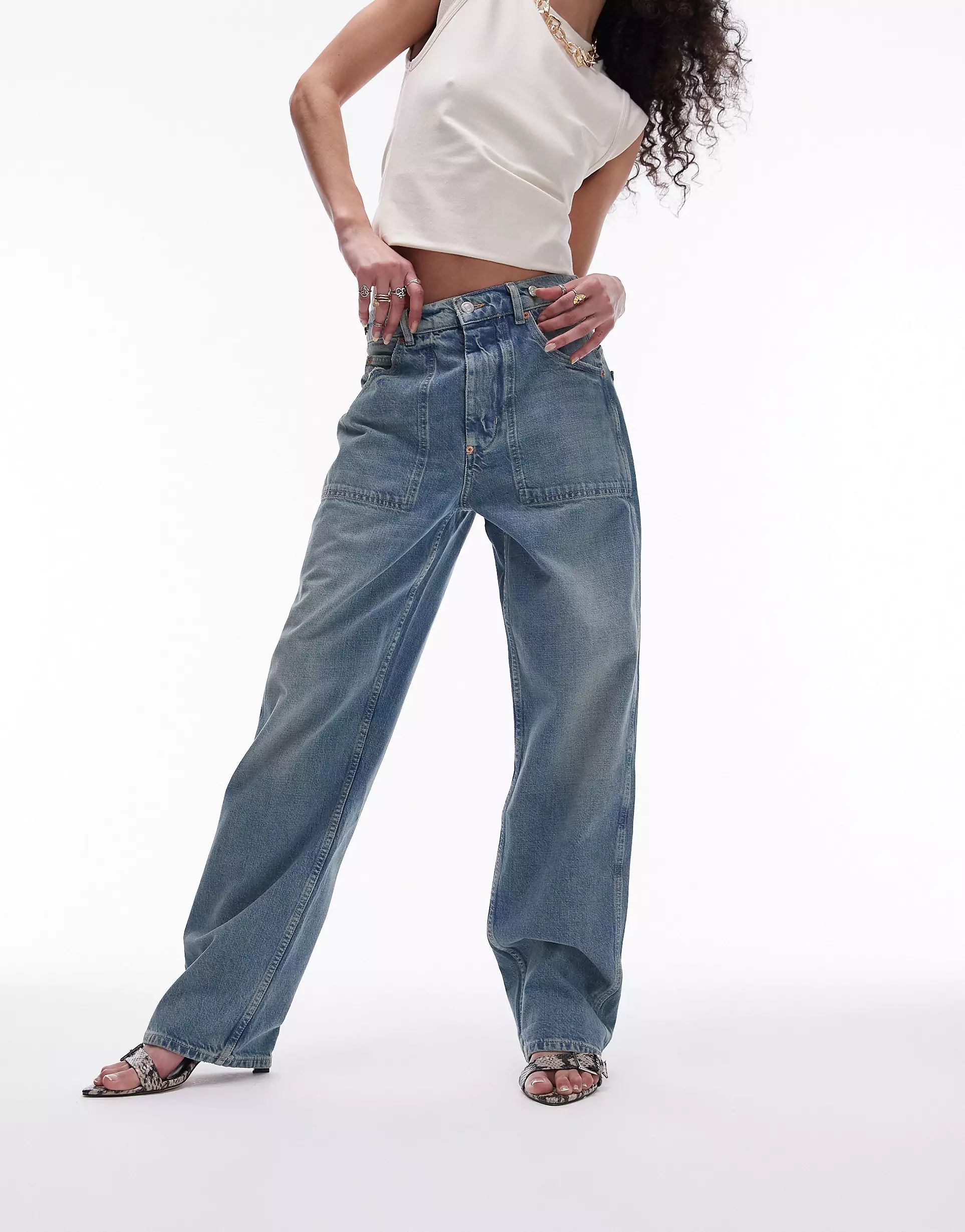 Topshop carpenter jeans in dirty bleach | ASOS | ASOS (Global)