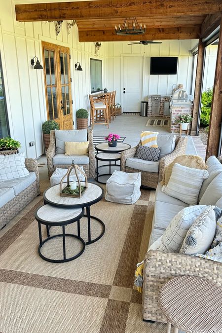 New outdoor rug! Goes perfectly with my Walmart outdoor furniture set! Perfect neutral for any season! 

Outdoor rug, outdoor furniture, back porch, home decor, Walmart, amazon, outdoor kitchen, barstools, neutral home, farmhouse 

#LTKsalealert #LTKhome #LTKSeasonal