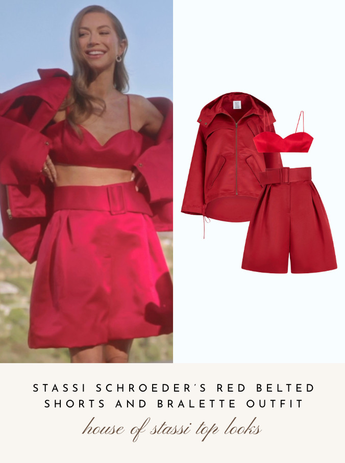 Stassi Schroeder's Red Belted Shorts and Bralette Outfit 

 