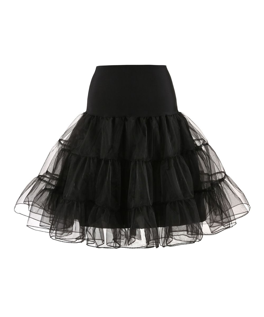 Coeur de Vague Women's Casual Skirts Black - Black Tiered Ruffled Petticoat - Women | Zulily