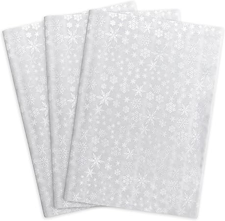 MR FIVE 60 Sheets White with Silver Snowflake Tissue Paper Bulk,14" x 20",Snowflake Christmas Tis... | Amazon (US)