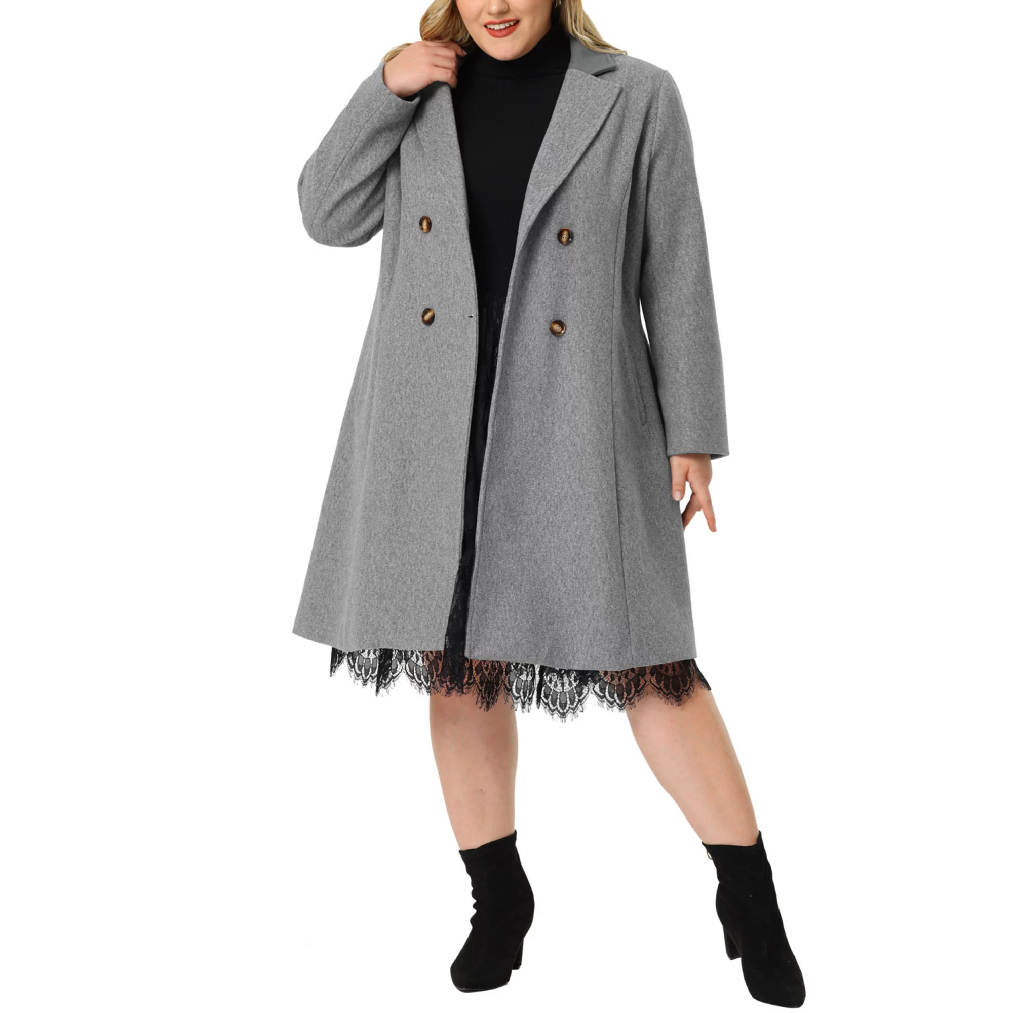 Women's Plus Size Peacoat Winter Outerwear Double Breasted Fashion Coat | Kohl's
